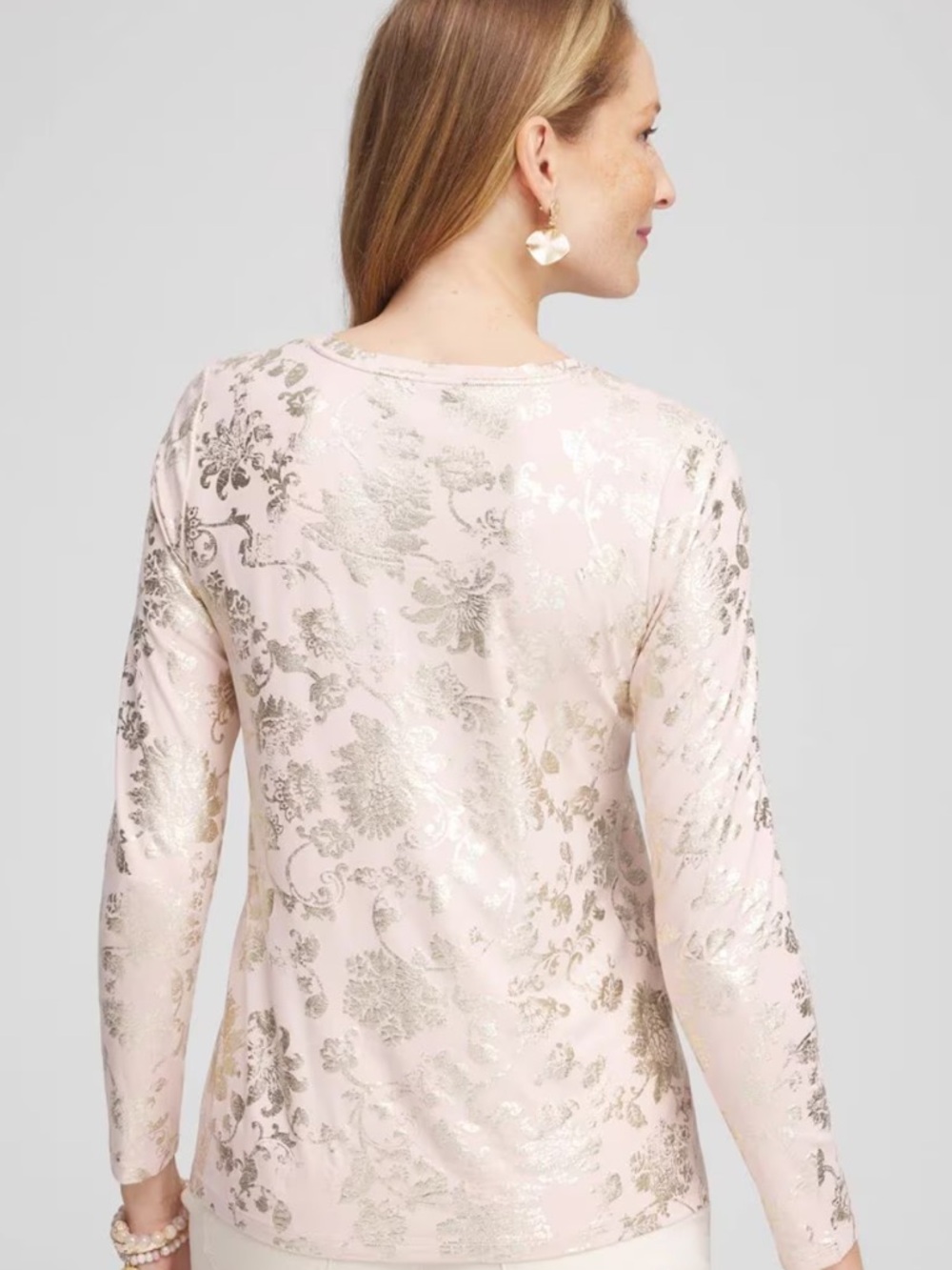 CHICOS touch of cool GOLD & ROSE long sleeve LARGE ( Chicos size 2) - Picture 6 of 7
